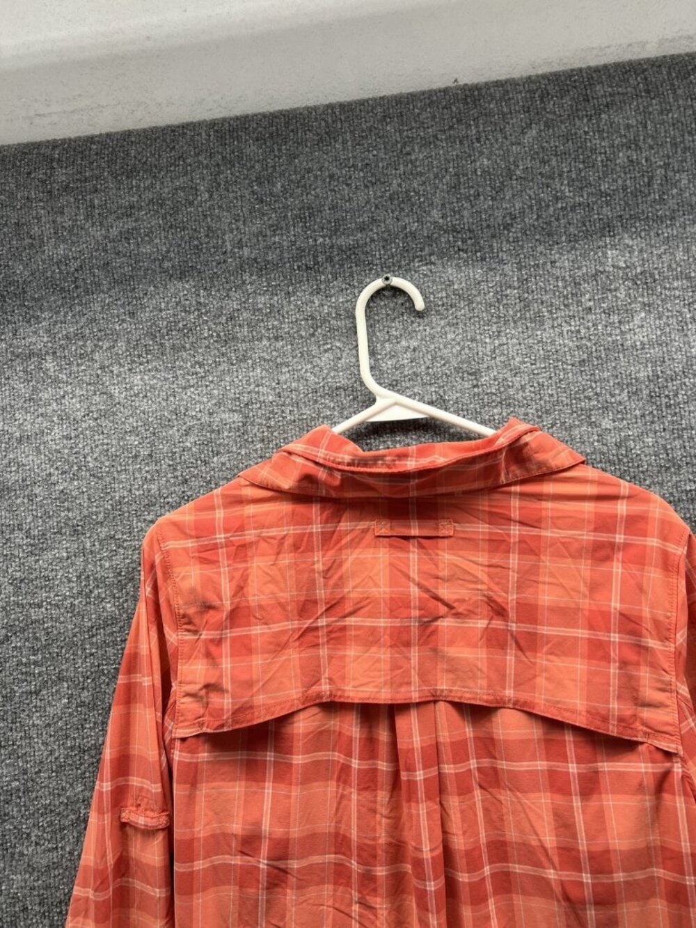Duluth Trading Co Shirt Women Medium Orange Plaid Collared Long Sleeve Button - Picture 9 of 10